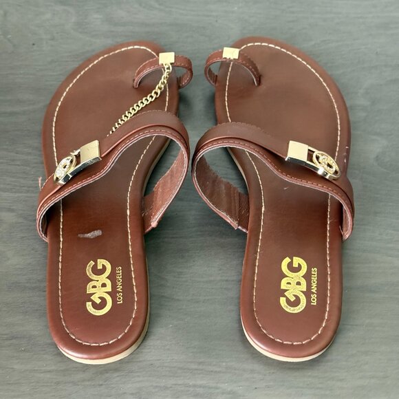 GBG Brown Flat Sandals Size 8.5M - Picture 3 of 6